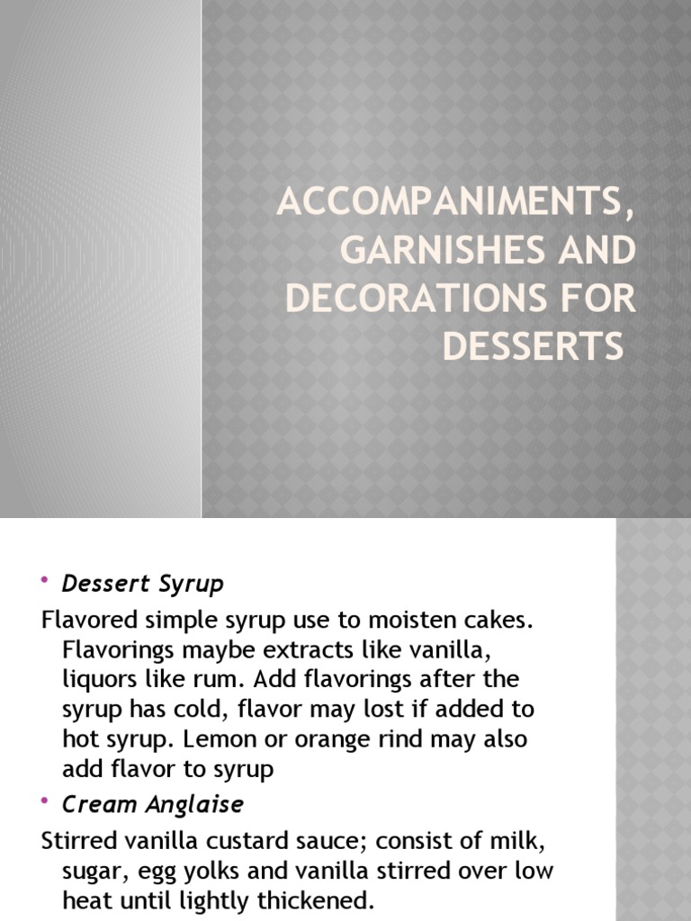 Garnishes and Decorations For Desserts PDF Desserts