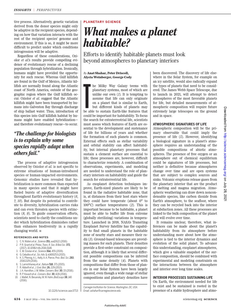 What Makes A Habitable? PDF Habitability