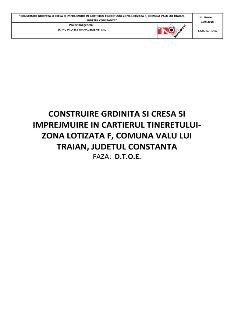 MEMORIU DTOE-final | PDF