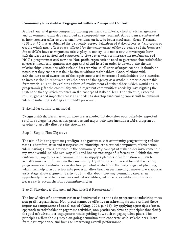 Community Stakeholder Engagement Within A Non | PDF | Stakeholder ...