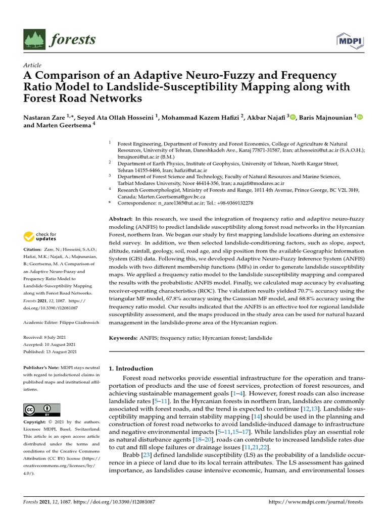 Forests 12 01087 V2 Pdf Landslide Loam
