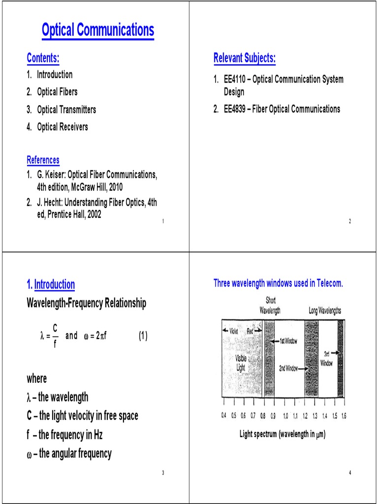 Optical Fiber Communication Overview | PDF | P–N Junction | Dispersion ...