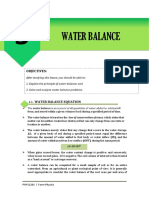 Water Balance: Objectives