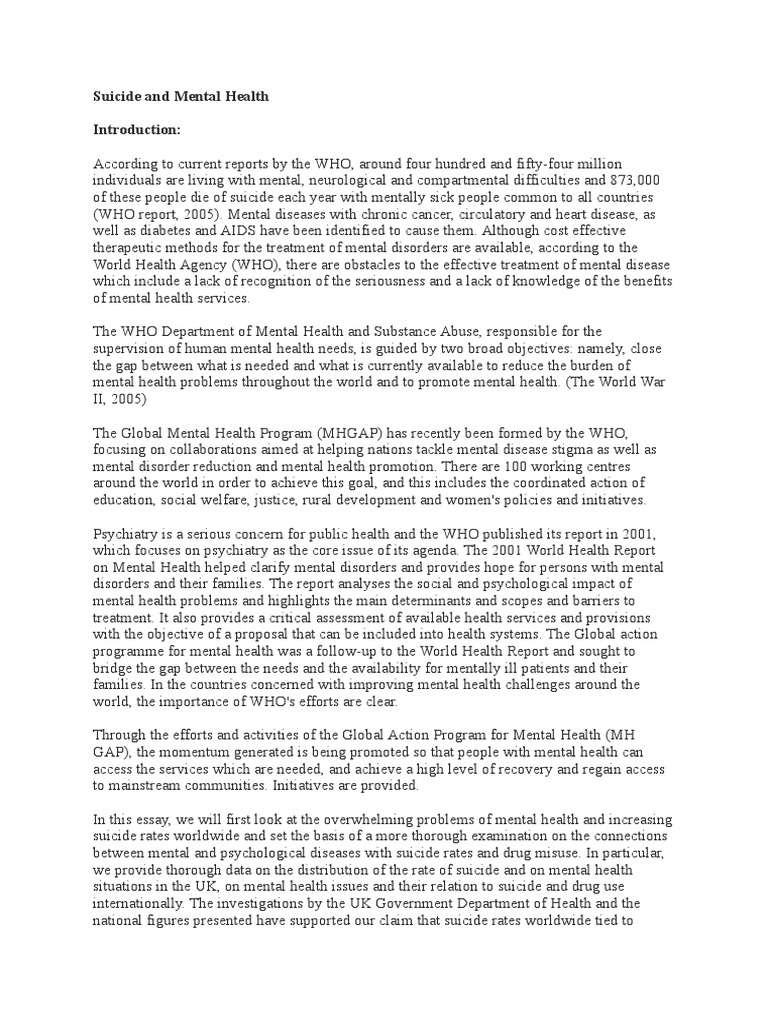 Suicide Rates and Mental Health Insights | PDF | Mental Health | Mental ...