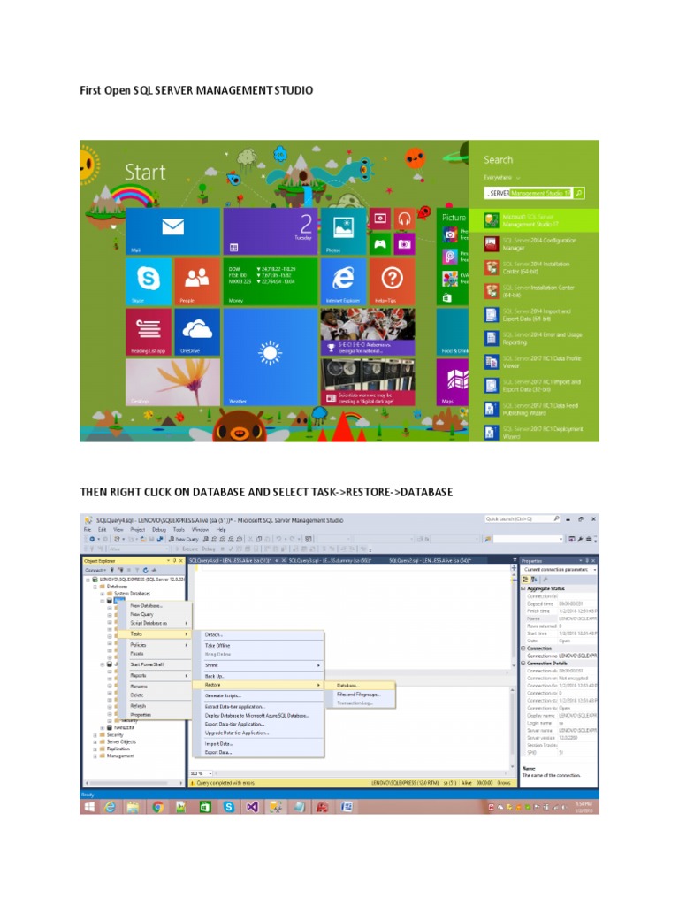 Restore Database in SQL Server Management Studio | PDF | Computers ...