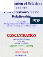 Concentration of Solutions and The Concentration/Volume Relationship
