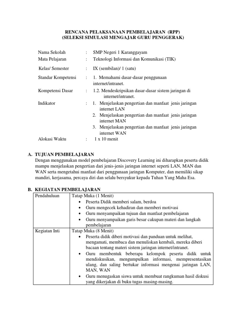 Rpp Daring Kls 9 Smt 1 Pdf