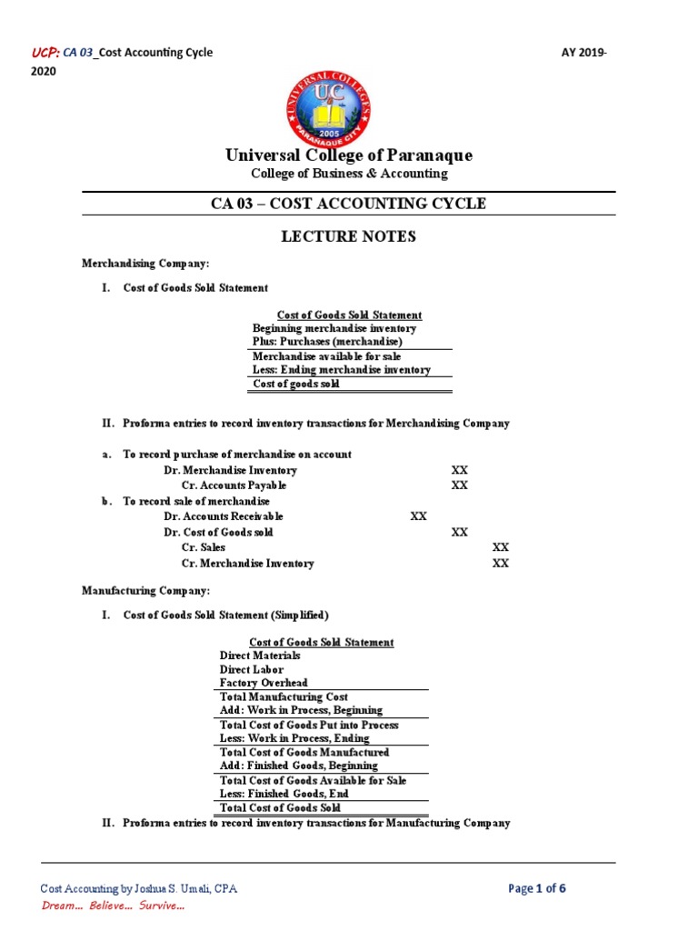Cost Accounting Cycle Overview | PDF | Cost Of Goods Sold | Payroll