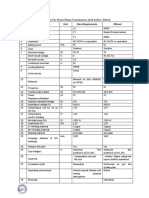 Three Phase Transformer 33/0.415kV Datasheet