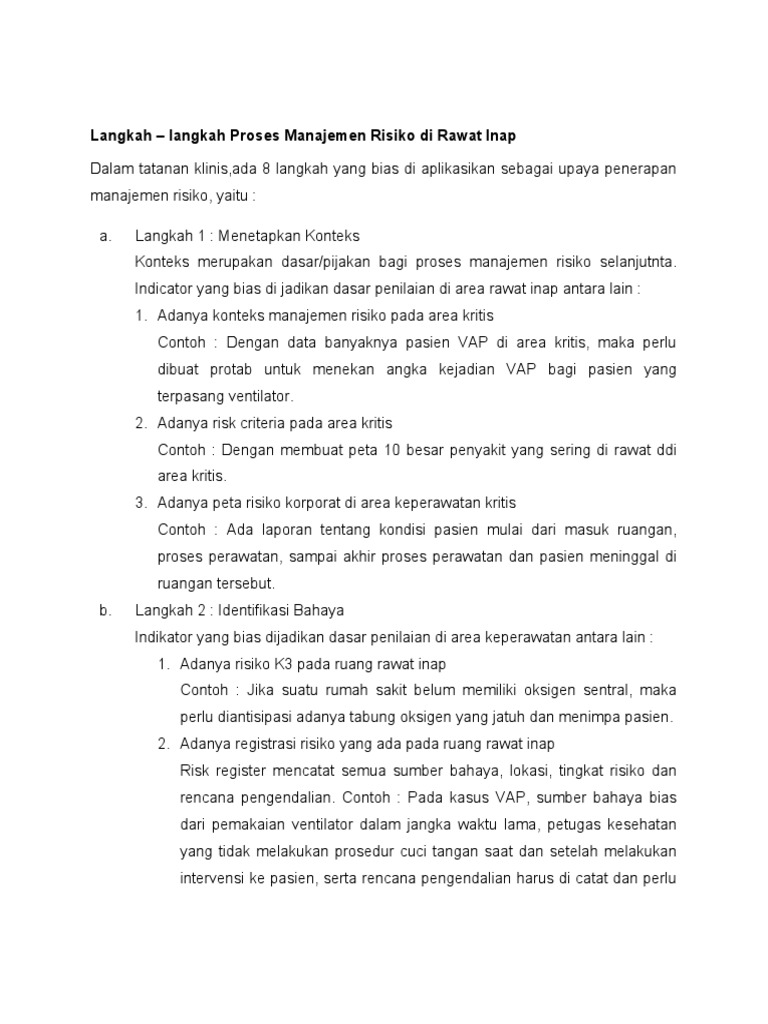 Manajemen Risiko Di Rawat Inap Pdf