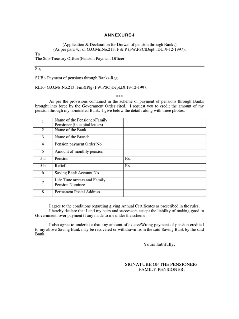 Pension Drawal Application Form | PDF | Finance & Money Management