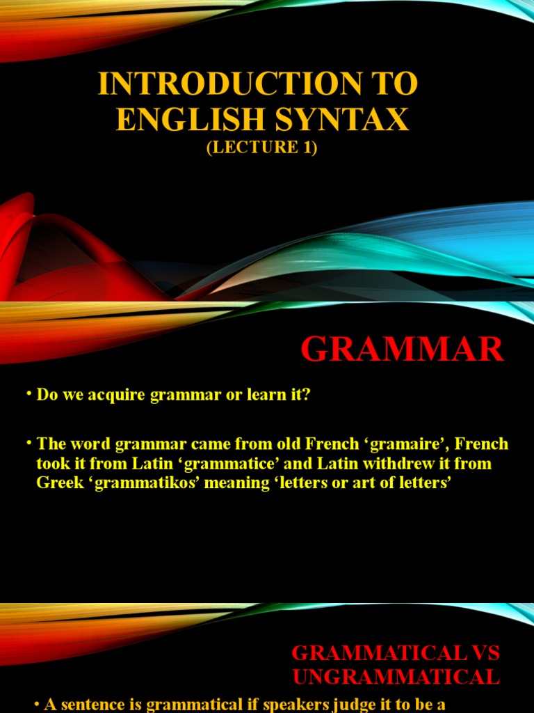 Introduction To English Syntax | PDF