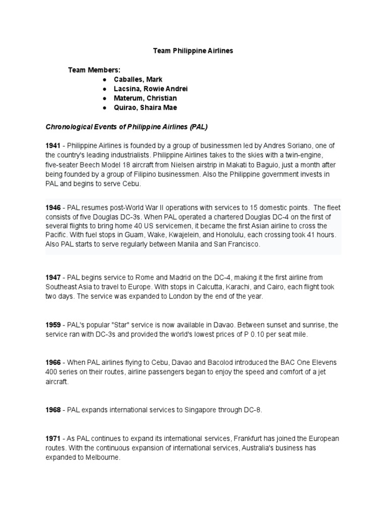 Philippine Airlines (PAL) | PDF | Airlines | Philippines