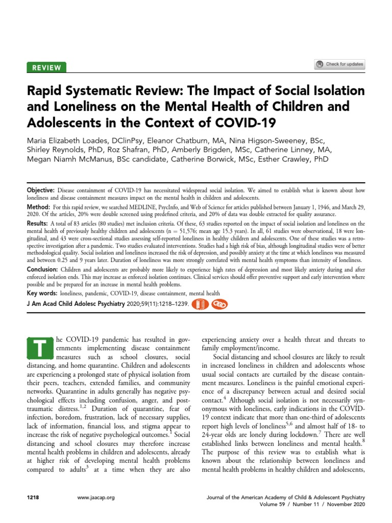 Impact of COVID-19 on Youth Mental Health | PDF | Mental Health ...