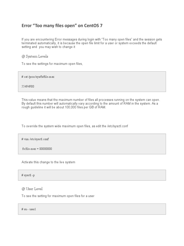 Error "Too Many Files Open" Download Free PDF Linux Superuser