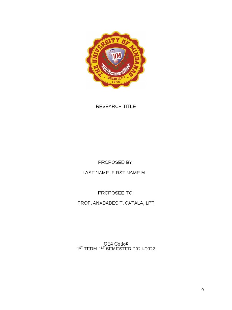 GE4 Title Proposal Format | PDF | Quantitative Research | Survey ...