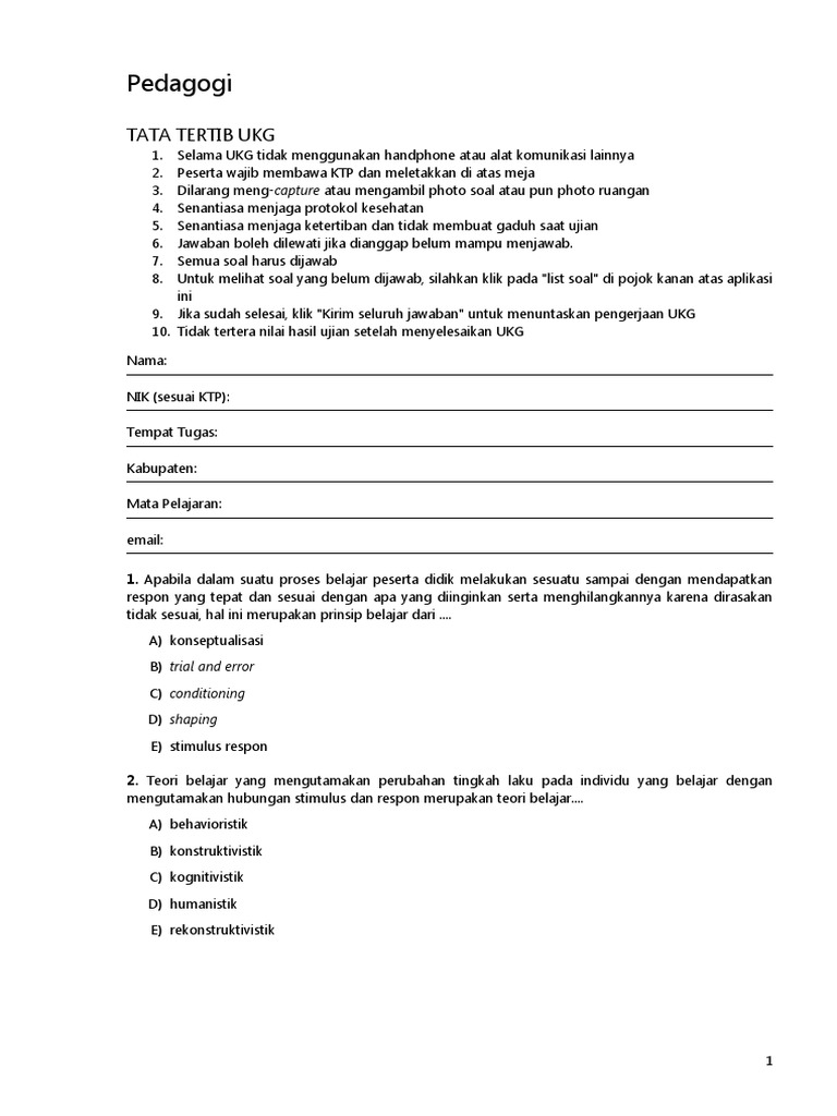 Pedagogi Kelas P3k Pdf