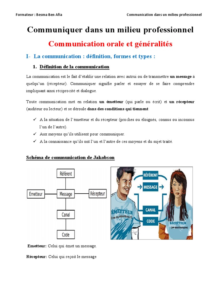 Dans Le Schéma De Base De La Communication Professionnelle Definition Et Formes de La Communication | PDF | la communication |  Communication humaine