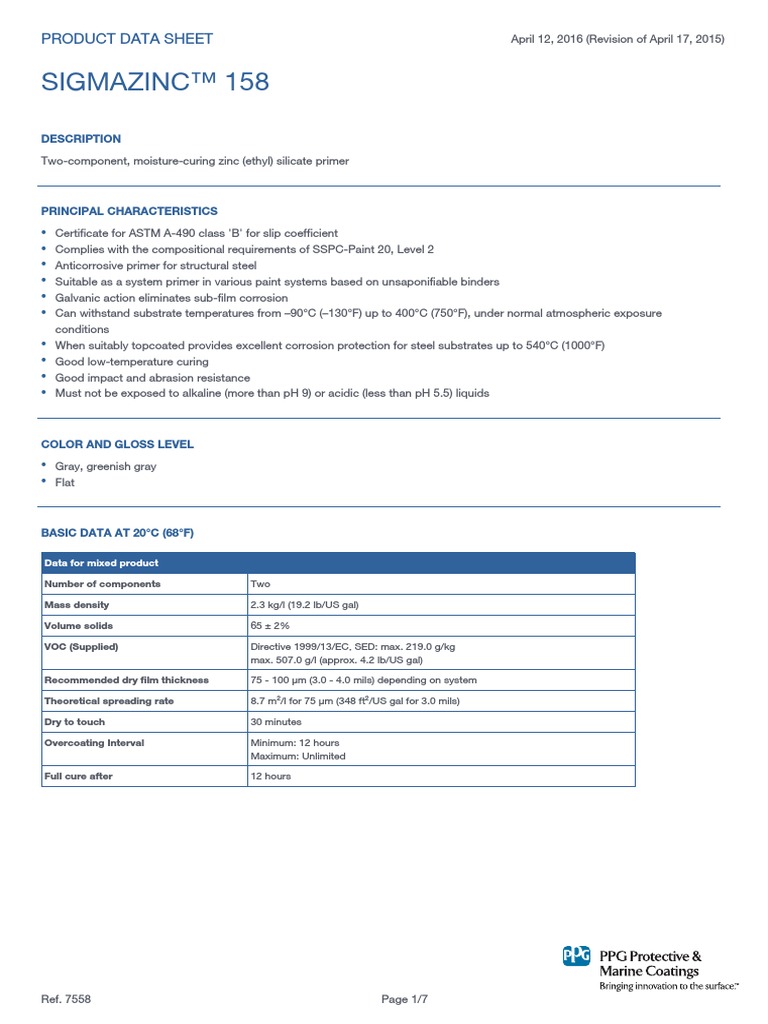 MoistureCuring Zinc (Ethyl) Silicate Primer Product