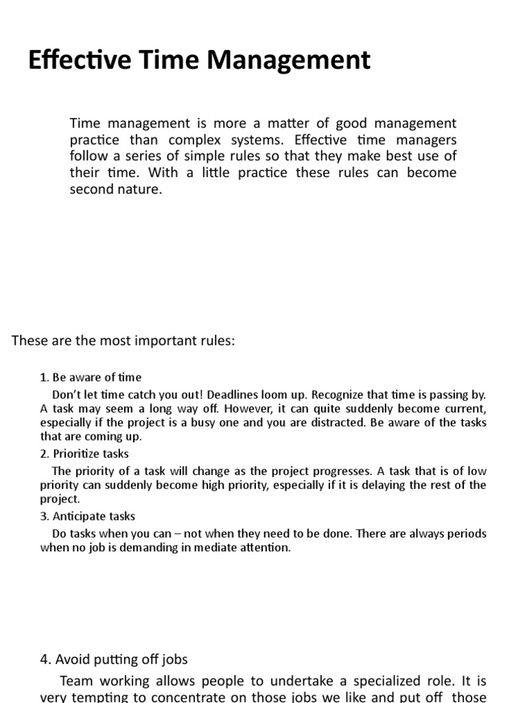 Effective Time Management PDF Leadership Psychology