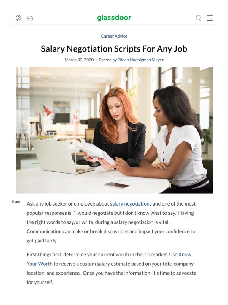 Salary Negotiation Scripts For Any Job - Glassdoor | PDF | Salary ...