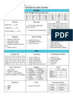 Kindergarten Skills Checklist Reading: Name: - Date