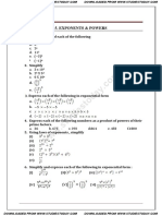 CBSE Clas 7 Maths Worksheet - Exponents & Powers