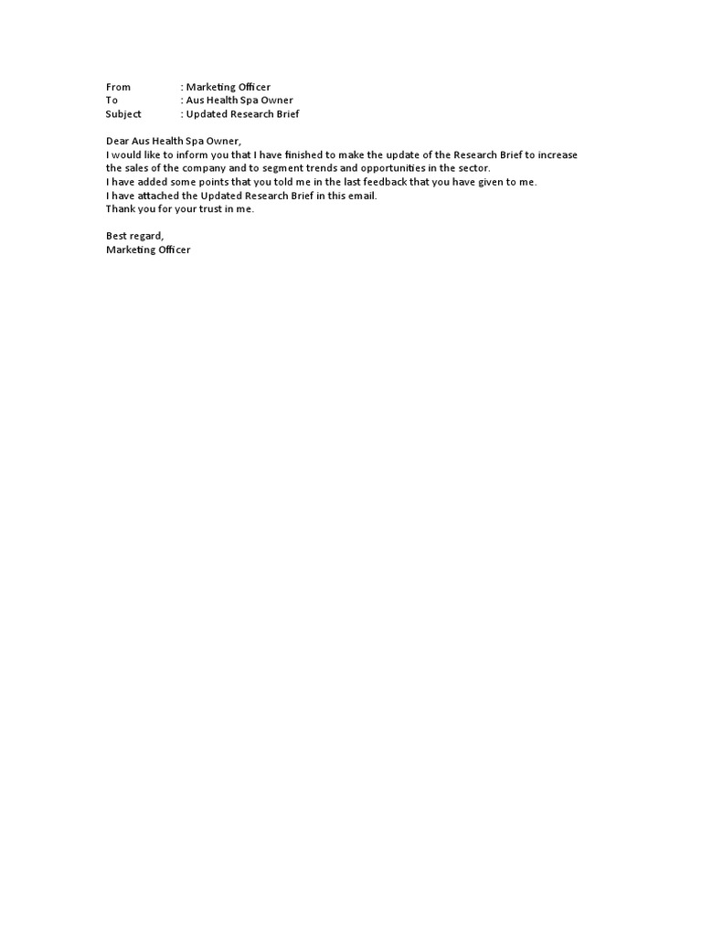 Assesment 2 Email Updated Research Brief | PDF
