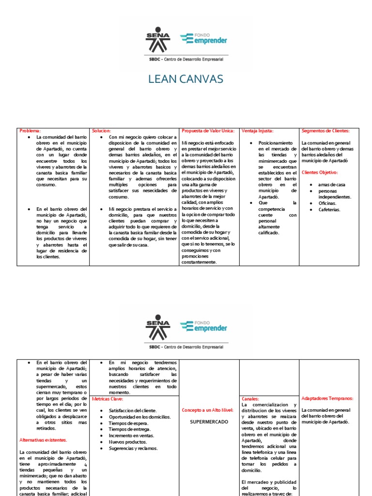 Herramienta Lean Canvas | PDF | Cliente | Marketing
