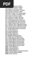 SAP PM Transaction Codes