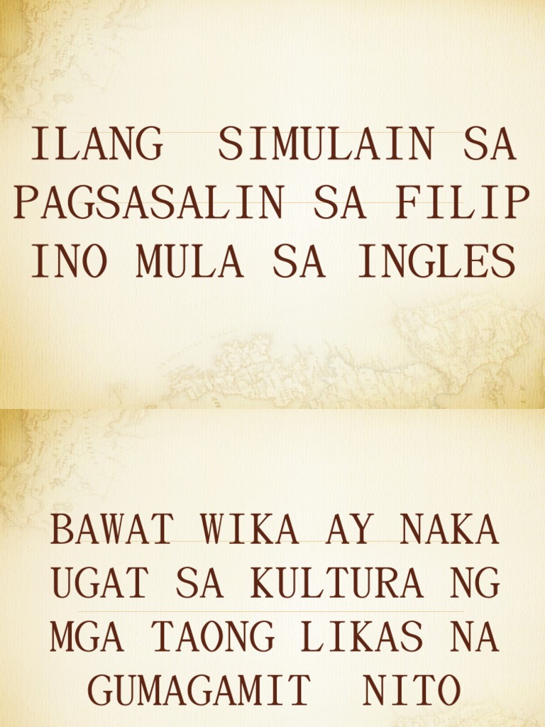 Ilang Simulain Sa Pagsasalin Sa Filipino Mula Sa Ingles | PDF