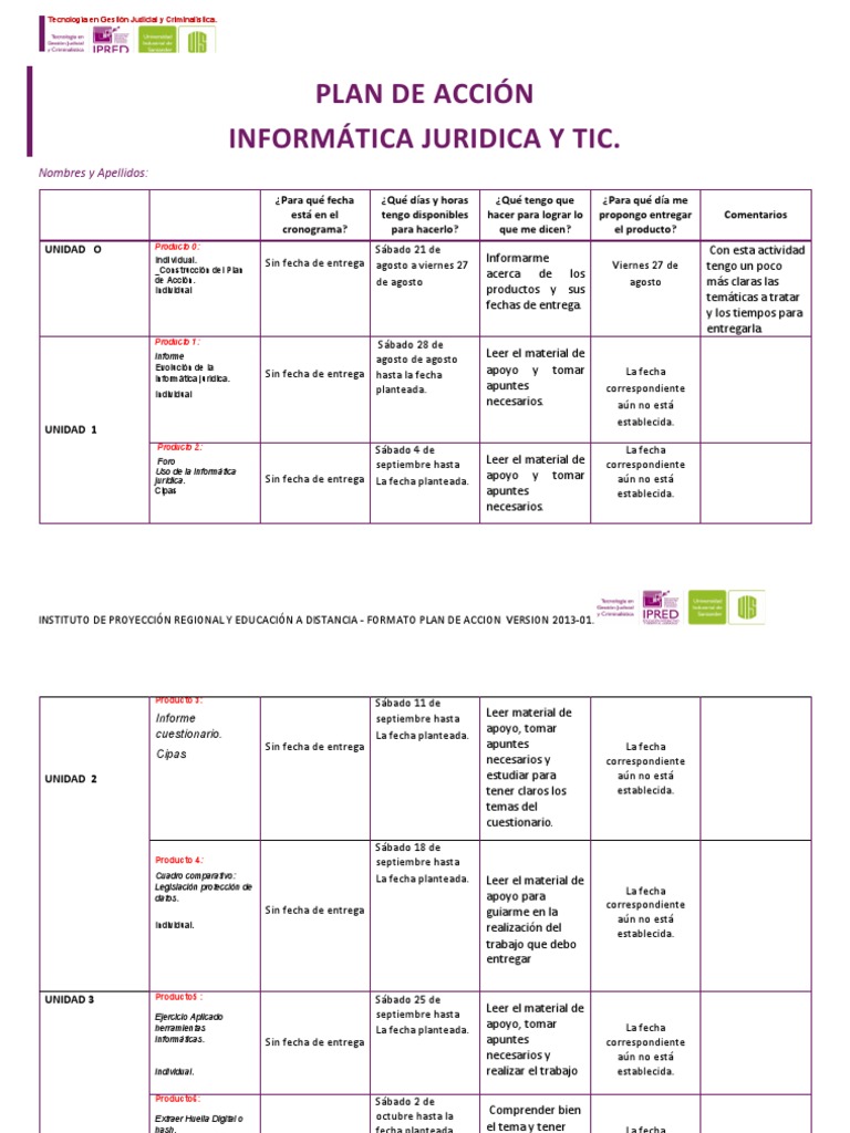 Plan de Accion Informática Juridica y Tic | PDF | Informática | Ciencia ...