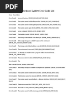 Windows System Error Code List