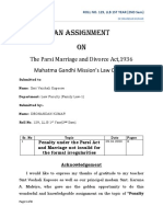 An Assignment On: The Parsi Marriage and Divorce Act, 1936 Mahatma Gandhi Mission's Law College