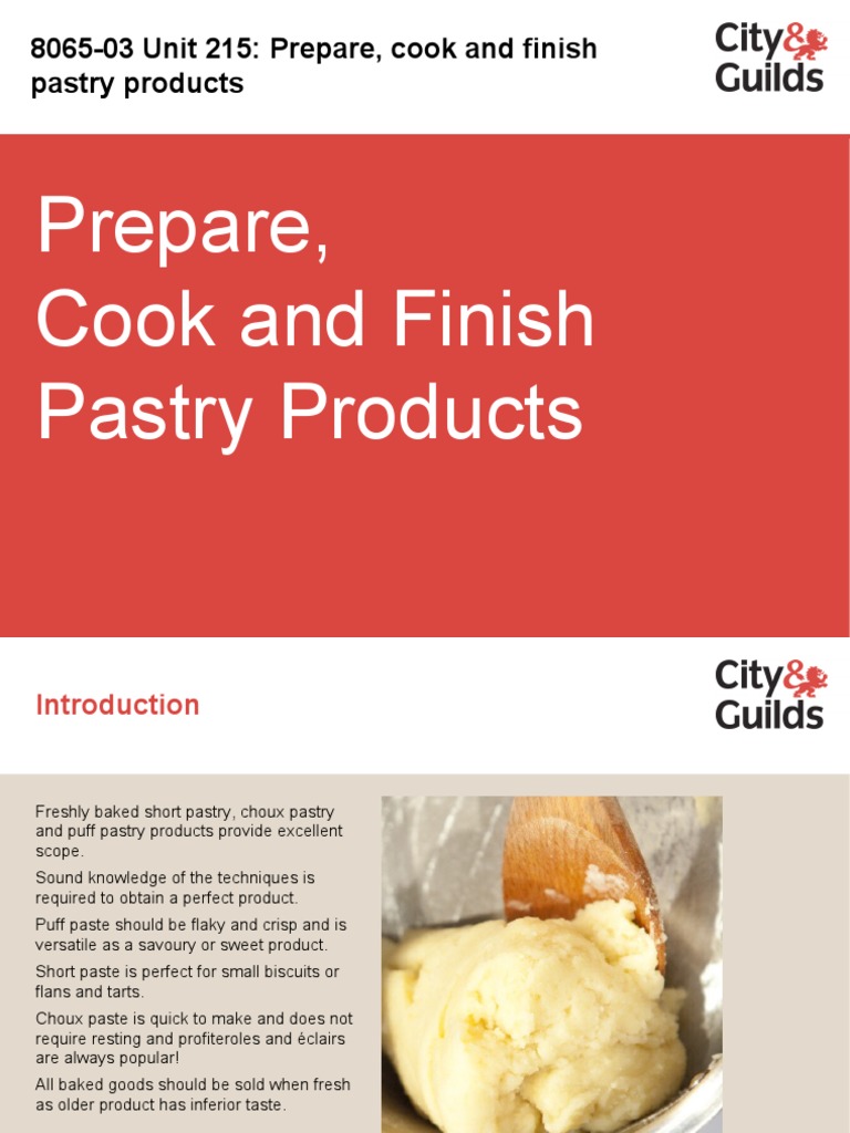 Prepare, Cook and Finish Pastry Products PDF Baking Custard