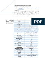 Especificaciones Técnicas Luminaria Spot