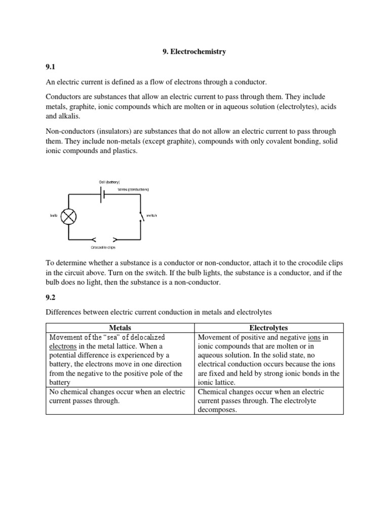 9 Electrochemistry Notes PDF Electrochemistry Anode