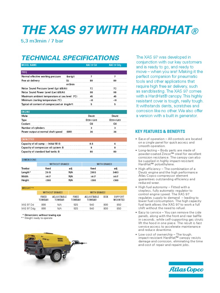Atlas Copco Xas97 PDF Mechanical Engineering Manufactured Goods