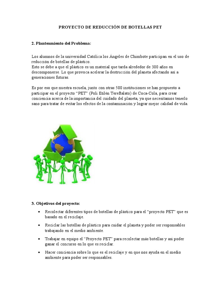 Proyecto de Reciclaje de Botellas PET | PDF | El plastico | Reciclaje