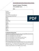 Program Evaluator Worksheet: For The Academic Year (-) General Information
