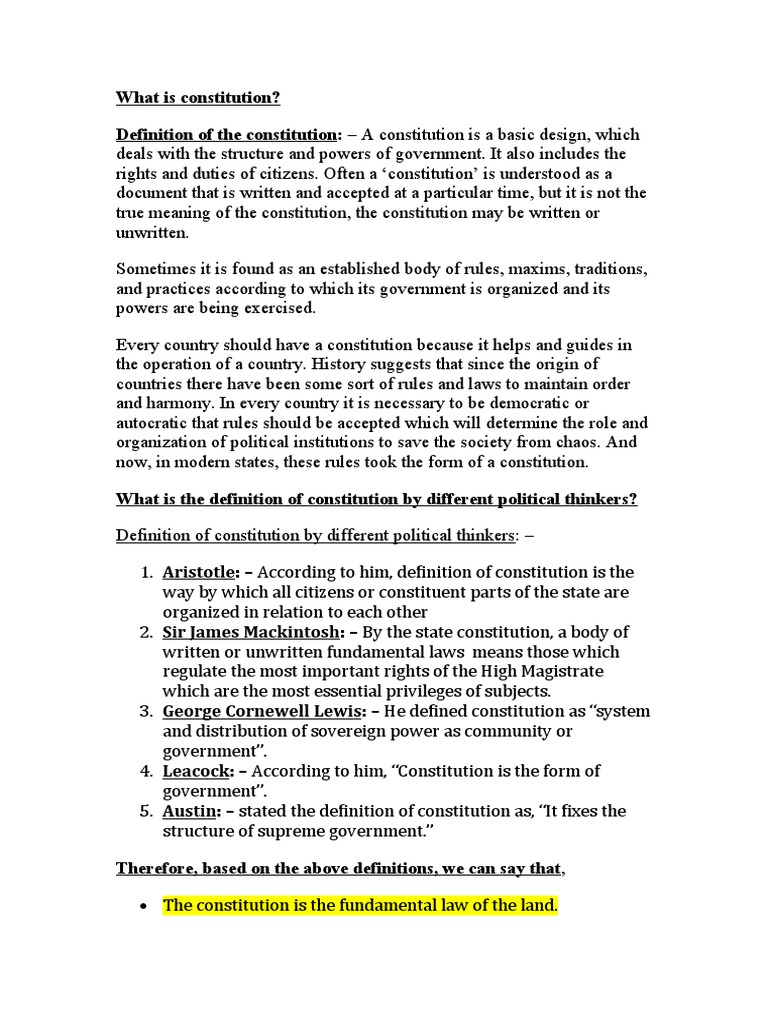 Definition Of Constitution And Its Classification – TFRTNX
