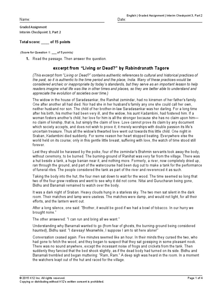 Interim Checkpoint English 10 Checkpoint 2 Part 1