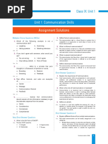 Unit 1: Communication Skills Assignment Solutions