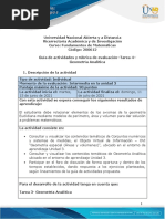 Guía de Actividades y Rúbrica de Evaluación - Tarea 4 - Geometría Analítica