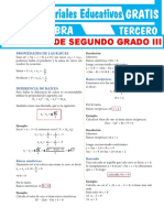 Propiedades de Las Raices de Las Ecuaciones de Segundo Grado para Tercer Grado de Secundaria