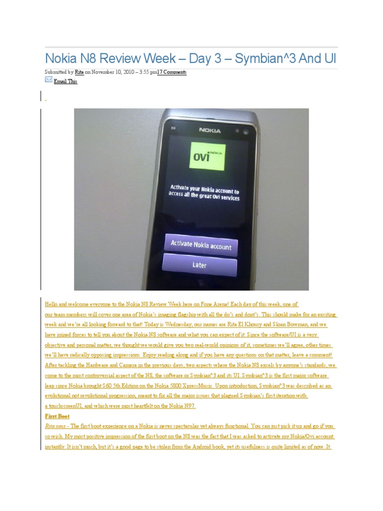 Nokia N8 Review: Symbian^3 Insights | PDF | Ios | Mobile ...