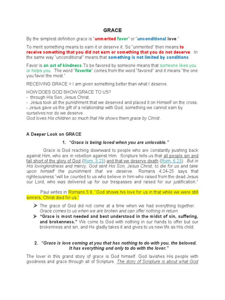 What Is GRACE PDF Grace In Christianity Salvation