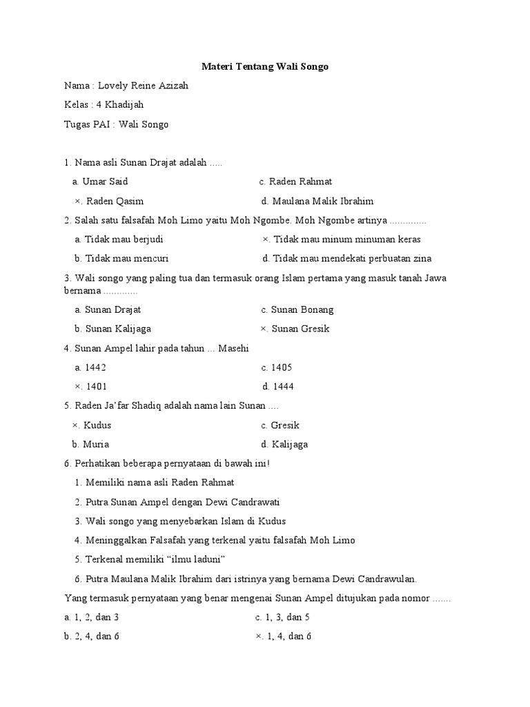 Menjelajahi Jejak Para Wali: Latihan Soal Wali Songo untuk Siswa Kelas 4 SD