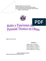 Roles y Funciones Del Personal Técnico en Obras
