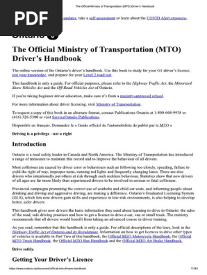 The Official Ministry of Transportation (MTO) Driver's